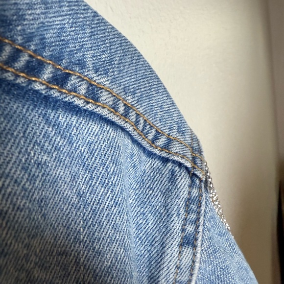 Vintage Blue Denim Jacket with Silver Sparkle Detailing - Picture 6 of 9